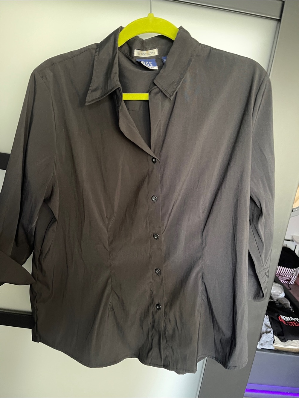 Classic Black Button-Down Shirt with Point Collar DCC